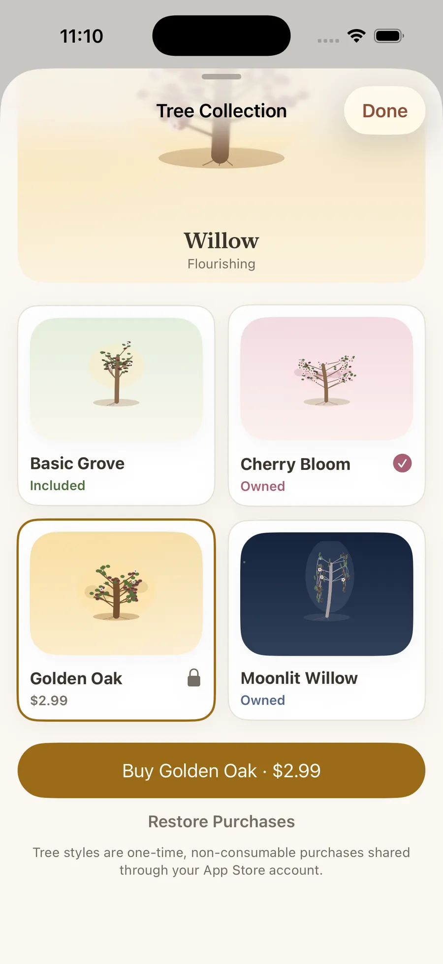 Relatree tree collection with several distinct tree styles
